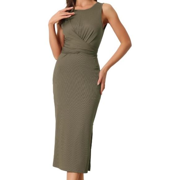 Seasty Dresses & Skirts - Women Cocktail Party Sleeveless Tie Waist Thin Casual Ruched Sheath Maxi Dress